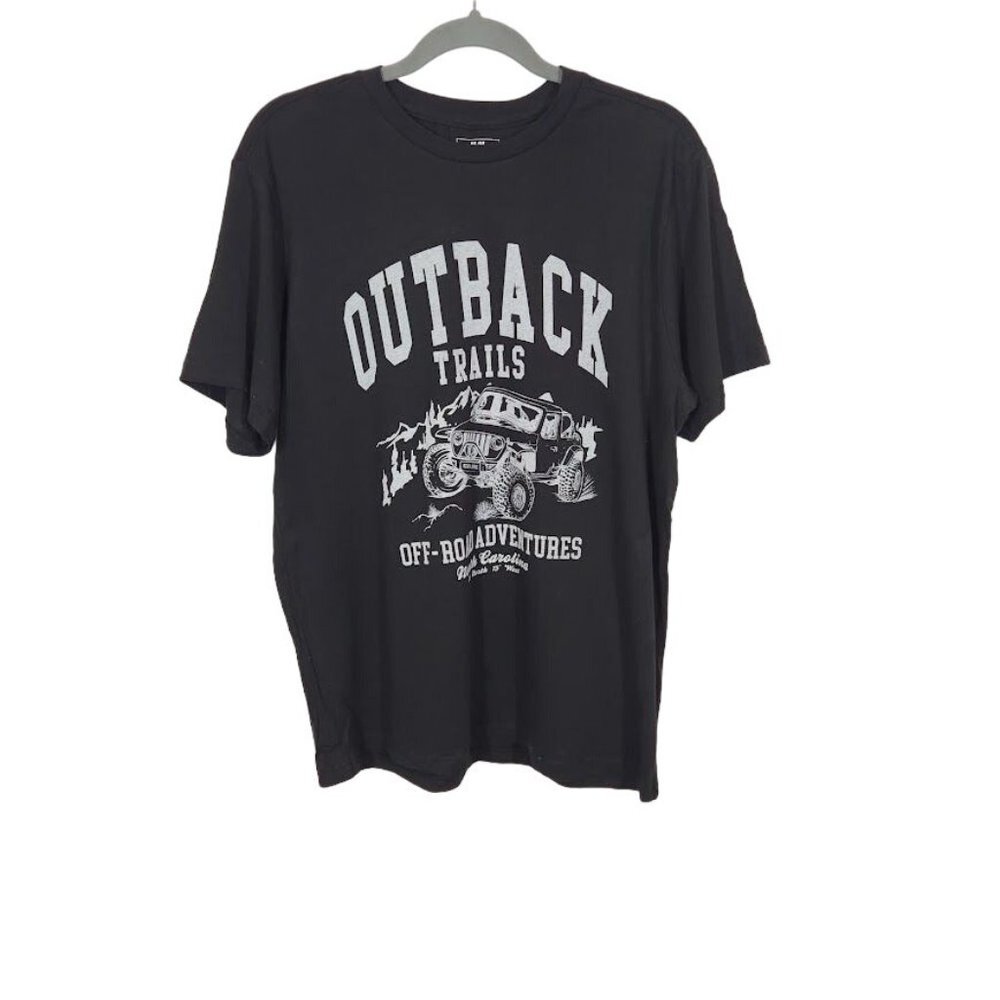 Outback Trails Off Road Adventures Short Sleeve Graphic Tee Cotton‎ in Black Med